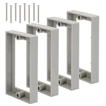 Single Gang Receptacle Outlet Box Extenders 1/2",Electric Outlet Extender Box with 8 Screws,Receptacle Extender for Electric Box and Electric Outlet Switches, Gray (Pack of 4)