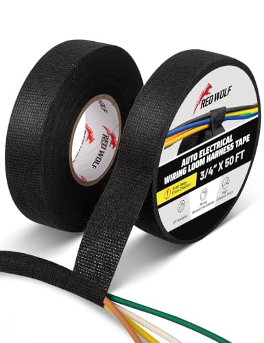 RED WOLF Wire Electrical Tape, 3/4 Inch x 50 Feet Felt Cloth Electric Tape Noise Dampening High Temp...