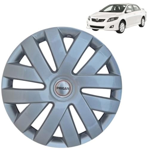 Image of PRIGAN Wheel Cover for Toyota Corolla (Old) 15 Inch Silver Wheel Cap (Available in 15 Inch) (Set of 4 Pcs) (Press Fitting) Model- Polo Silver-15
