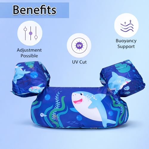 Image of Koochie-Koo Swimming Jacket for Kids Adjustable Swim Vest for Toddlers & Children Buoyancy Support Float Suit with Safety Buckle UV Protection Swim Trainer for Boys & Girls 2-6 Years 10-25KG