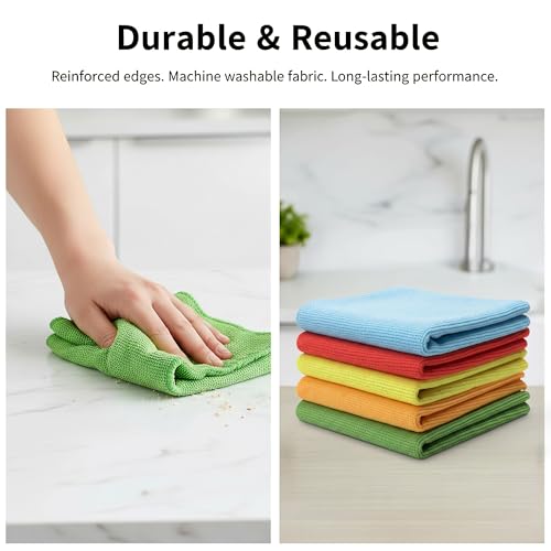 Image of Cutting EDGE 180 GSM-Set of 5-Microfiber Car & Bike Cleaning Cloth, Lint Free & Streak Free Towels, Soft Absorbent Reusable Cloth for Car Cleaning, Glass, Dashboard & Interior (30 x 30 cm, Multicolor)