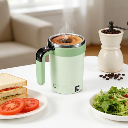 Bryzal Self Stirring Mug with Lid, 380Ml Self-Stirring Magnetic Coffee Cup with LCD Temperature Display, Rechargeable Automatic Mixing Cup for Coffee Protein Shakes Matcha - Image 7