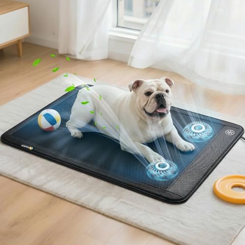 Homcolorful Electric Dog Cooling Mat 30x24 Pet Cooling Mat Indoor for Dogs and Cats 3 Cooling Levels Ultra-Quiet Operation Non-Slip Chill Pad for Dogs & Cats from 2255 lbs Ideal for Summer