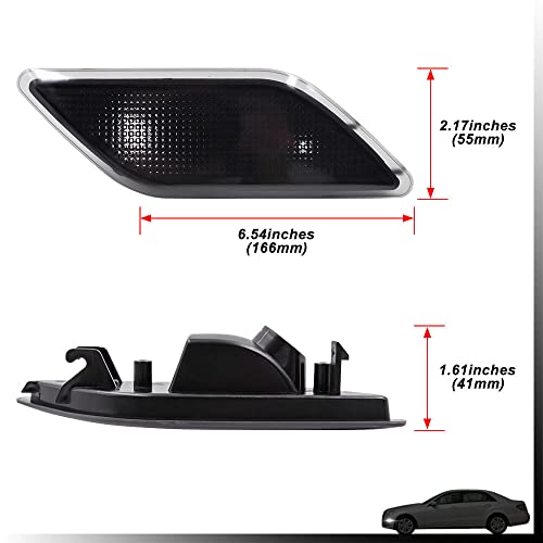 Smoke Lens Front Bumper Side Marker Lights Lamp Housing for 2010-2013 Mercedes-Benz W212 E-Class Pre-LCI E350 E550 E63 AMG Sedan/Wagon Driver Fender Sidemarker OEM Lamps Replacements