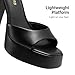 DREAM PAIRS Platform Heels for Women, Square Toe Chunky High Heels Ankle Strap Sandals for Wedding Party Formal Event,Size 7.5,Black,SDHS25005W