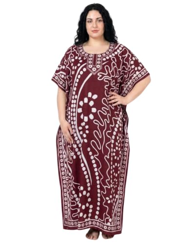Image of Oussum Plus Size Kaftan Dresses for Women, Polyester Summer Caftan Cover Up Maxi Beach Dress, 1X-3X