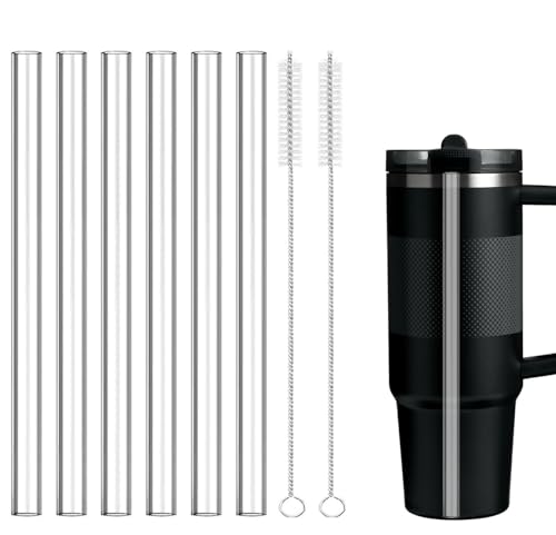 Replacement Straws Compatible with 30 oz Stanley Quencher ProTour Flip Straw Tumbler with Leakproof Lid -Accessories Set Include 6 Tritan Straws and 2 Cleaning Burshes