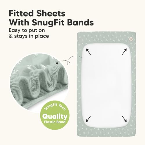 Image of 2-Pack Waterproof Baby Crib Sheets for Boys, Girls, 52x28 (Prairie) | Viscose Derived from Bamboo Toddler Bed Sheet Neutral, Fitted Crib Mattress Protector Cover for Baby Bedding, Soft & Gentle