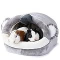 JanYoo Warm Bunny Bed Accessories Supplies for Rabbits Outdoor Cage Hideout Hut Tent Cave Tunnel Cute House Cotton Washable Winter Gray XLarge