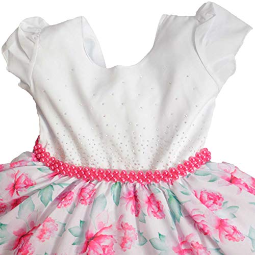 Vestido de Festa Infantil Luxo Floral Com Tiara P 5-6