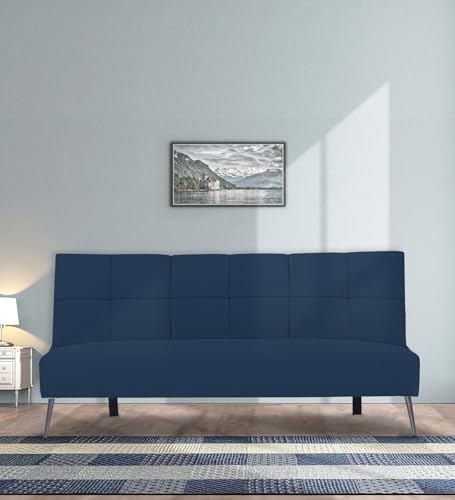 Image of Adorn India Xander 3 Seater Sofa Cum Bed (Blue) (3 Year Warranty)