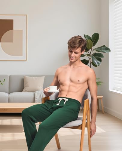 HEAVYWOOD Mens Pajamas Pants Cotton Lightweight Sleep Pj Pants Stretched Lounge Pants with Pockets Breathable Comfy Sleepwear4