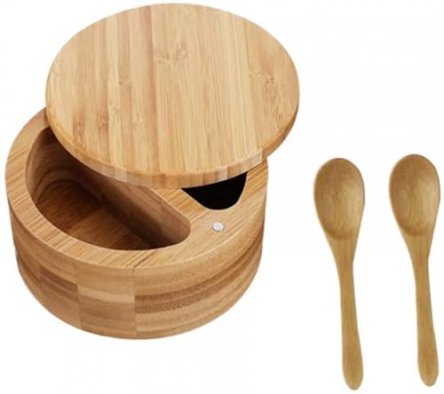 1 juego de recipientes de madera para sal y especias, tarros de condimentos con tapas y cucharas, caja de azúcar, especias y pimienta