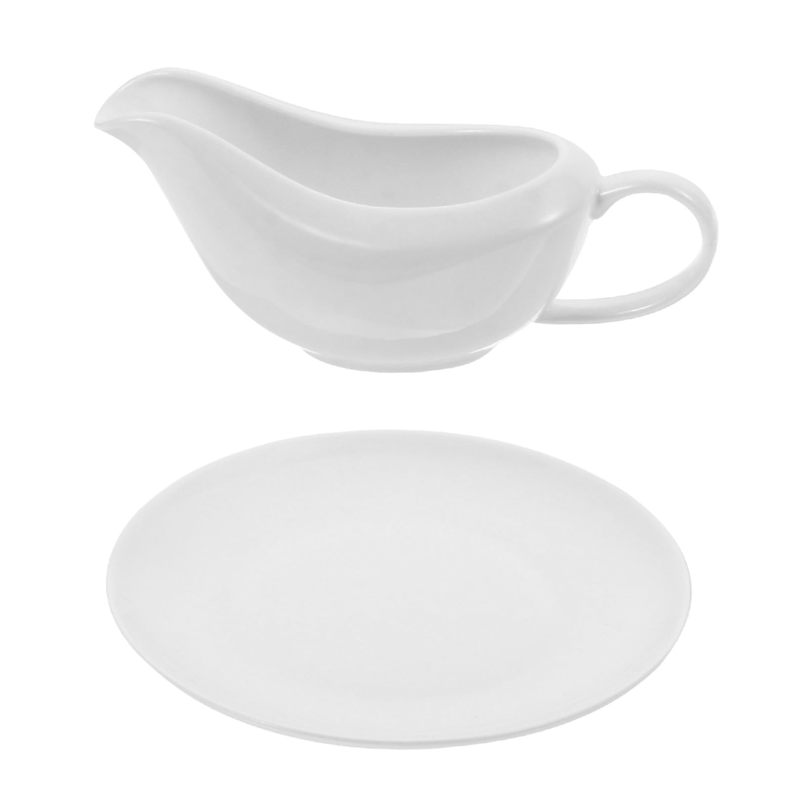 YARNOW Salsiera Set per Condimenti e Salse in Porcellana Bianca Manico Ergonomico e Beccuccio per per Uso Quotidiano e Occasioni Speciali