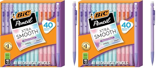 Image of BIC Xtra-Smooth Pastel Mechanical Pencils with Erasers, Medium Point (0.7mm), Bulk Mechanical Pencils for School or Office Supplies, 40 Count (Pack of 2)