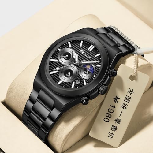 Image of Gosasa Fashion Men's Watches Date Business Watch Stainless Steel Luxury Style Luminous Quartz Waterproof Analog Display Male Wristwatch