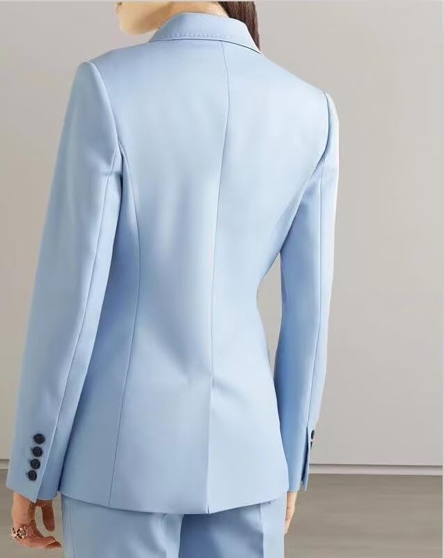 Women's Slim Fit 2 Pieces Suits Double Breasted Open Front Business Blazer Suits Casual Office Lady Suit Blazer + Pants3