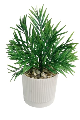 Blessence Plastic Artificial Plants with Pot, Mini Bamboo for Home & Office, Living & Bedroom, Indoor Decoration, Festive Gifting 24cm Tall.
