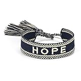 COLORFUL BLING Adjustable Handmade Braided Knitted Rope Wrap Bracelet Tassel Fringe Hope Wish Cuff Bracelet Wristband Jewelry for Women Men Unisex Spirit Jewelry-hope
