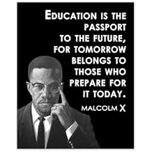 Inspirational Black Leader Wall Art Poster "Education is the Passport" - 8x10 Unframed African American Wall Art, Positive Affirmations Decor for Teens, Girls, Boys & Office Decor for Men, Women