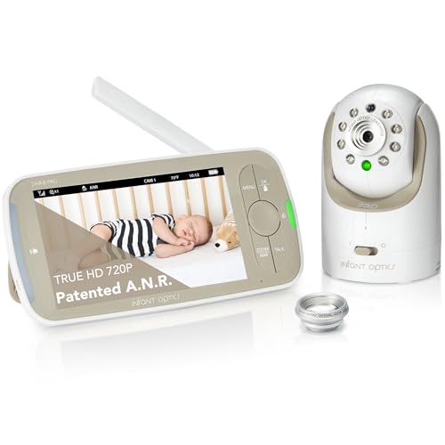 Image of Infant Optics DXR-8 PRO Video Baby Monitor, 720P HD Resolution 5" Display, Patented A.N.R. (Active Noise Reduction), No WiFi, Pan Tilt Zoom, and Interchangeable Lenses
