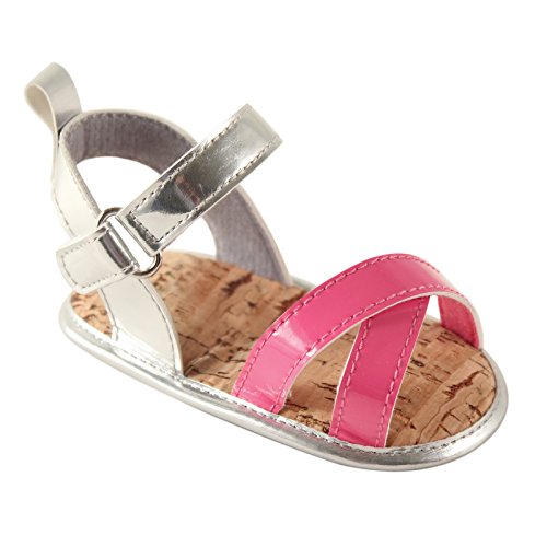 Luvable Friends Unisex Baby Crib Shoes, Silver And Pink, 0-6 Months