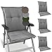 Beautissu Cuscino per sedie da giardino HighLux - 4 Cuscini per sedie e sdraio 105x50cm - cuscini spessi 7 cm - Made in EU - Grigio Chiaro