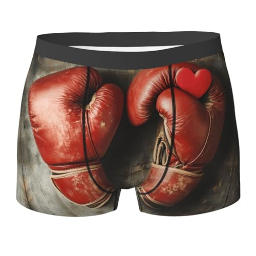 WBQLSL Calzoncillos tipo bóxer con estampado de guantes de boxeo para hombre, elásticos, transpirables y cómodos contra la fricción., Negro, XXL