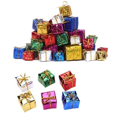 24 Pcs Mini Christmas Ornaments, Christmas Tree Decor Hanging Box Mini Present Ornament Hangings Suitable for Christmas decoration