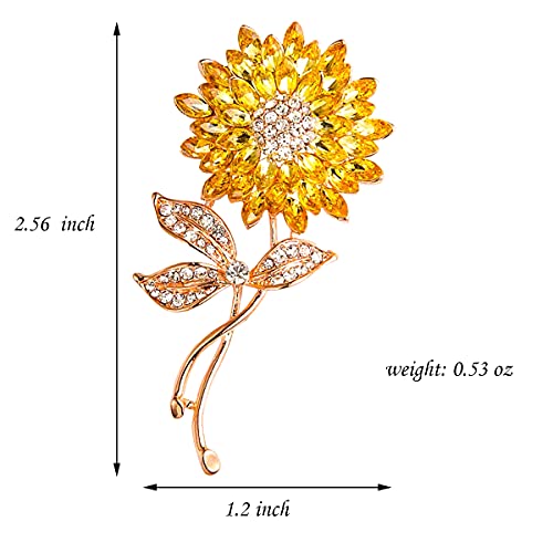 Image of BeeGift Brooches for Women, Sunflower Brooch Pin Wedding Embellishment DIY Brooch Mother's Gift (Gold Crystal-1pcs)