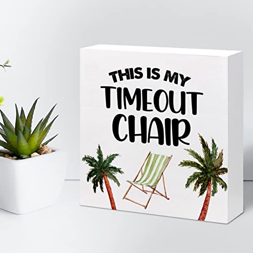 Z-Crange This Is My Timeout Chair Beach Wood Box Sign Decor Desk Sign,Rustic Coastal Beach Box Block Sign For Farmhouse Home Office Shelf Table Decor Decorations #TOP4