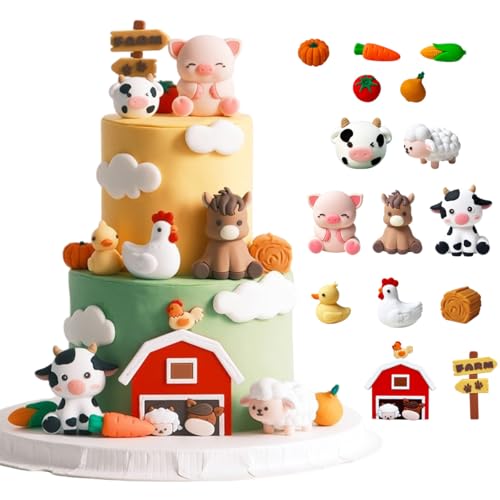Décorations de gâteau de la ferme prêtes à poser pour embellir facilement un goûter d'enfant