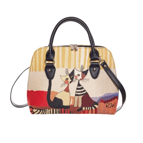 Sac à bandoulière en tapisserie Signare Resina Cat Cappia avec poignée