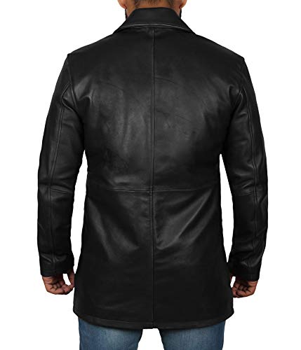 Decrum Black Long Leather Coat Men - Mens Leather Jacket | [1500043] Super Black, M #TOP2