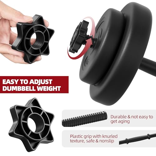 Fitvids Adjustable Dumbbell Set, 40lbs Free Weights Set for Exercise & Fitness, Vinyl Coated Cement Weights with Collars for Women & Men Home Gym Strength Training - Image 4