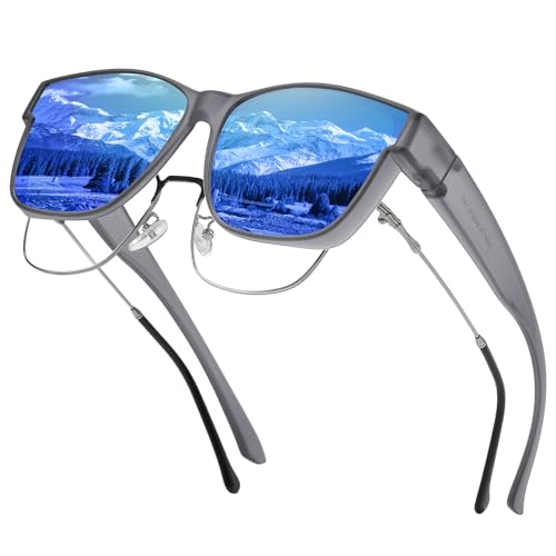 Image of GEGURI Polarized Sunglasses Fit Over Glasses for Men Women, Oversized Square Sun Glasses UV400 Protection Shades