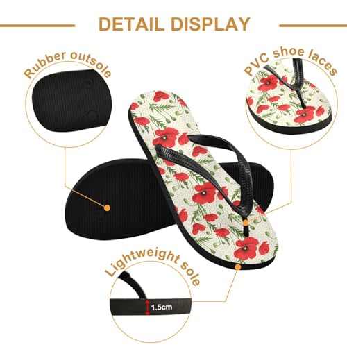 Red Flower Polka Dot Flip Flops for Beach Thong Sandals Anti-slip Lightweight Beach Shoes for Summer Outdoor Travel3