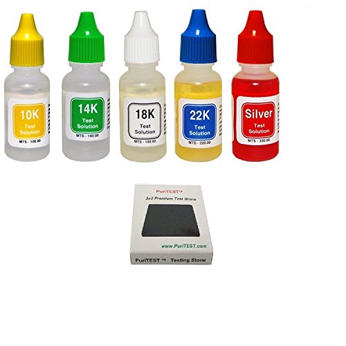 PuriTEST 10k 14k 18k 22k Gold and Silver Test Kit with PRO Testing