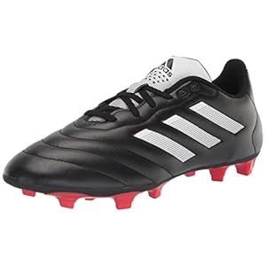 adidas Unisex Goletto Firm Ground Soccer Shoe, Black/White/Red, 10 US Men