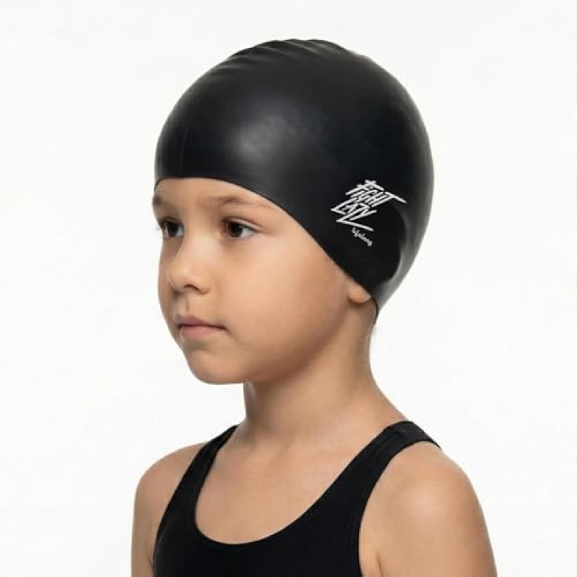 Kids Swimming Cap, Silicone, Black