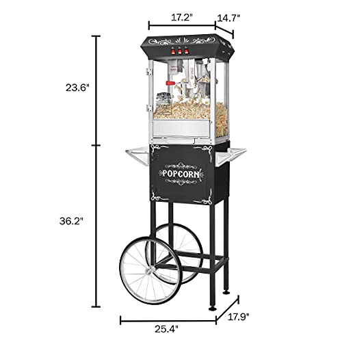 Great Northern Popcorn Black 8 Oz. Ounce Foundation Vintage Style Popcorn Machine And Cart #TOP1