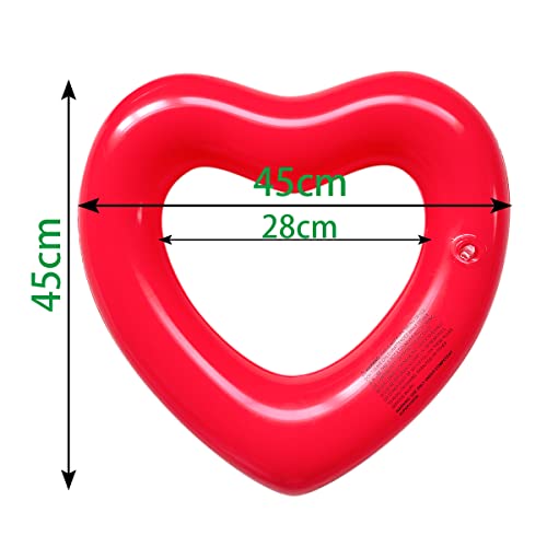Sunshine-Mall Pool Float For Kids,Swimming Tube Kids,Swim Rings Kids, Heart Shaped Loungers Tube, Water Fun Beach Party Toys Kids,Love Scene Decorations (Red, 3-6 Ages), Small Red, 18X18X4 Inch #TOP7