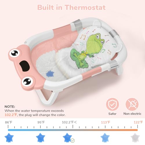 Baignoire pliable bébé compacte et stable dotée d'un coussin souple