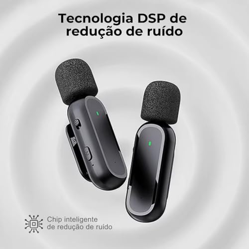Microfone de Lapela sem Fio Profissional Anti Ruído com Bluetooth para Celular Smartphone Android Sa