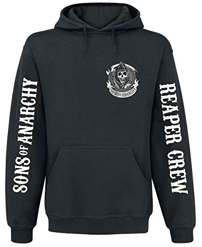 Pull-over à capuche hoodie Sons of Anarchy American Outlaw, tête de mort, logo, sous licence de la série - S