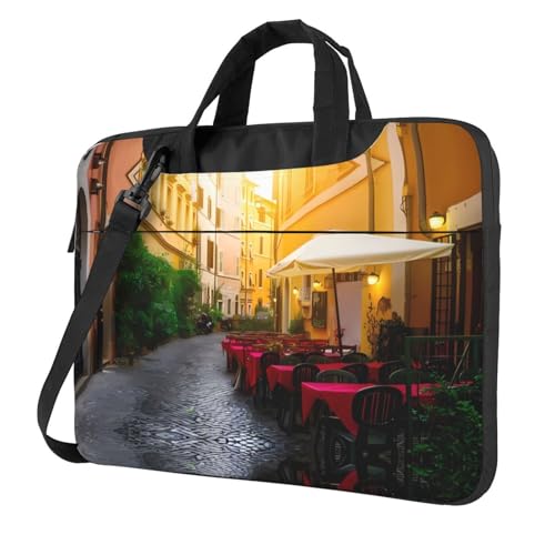 Sac ordinateur portable imprimé rue italienne en Oxford 600D antichoc pour vos trajets météo