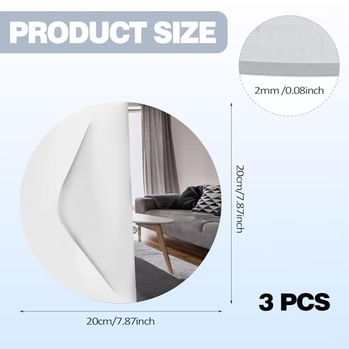 Miniatura 3 de Vossot 3 Espejos Adhesivos Redondos Autoadhesivos, 20 Cm Acrílico Espejo De Ducha, Azulejos De Espejo Autoadhesivos Para Baño, Salón, Espejo De Cristal Para Pegar, Dormitorio Espejo De Pared, Redondo