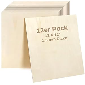 LotFancy 12er Pack Sperrholzplatten 1.5mm