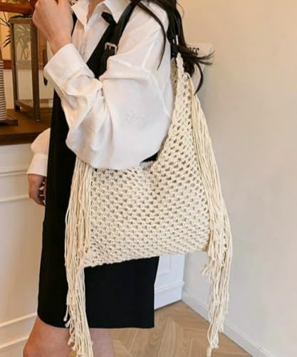 Set 2 en 1 Bolso de hombro tejido para mujer miniatura 2