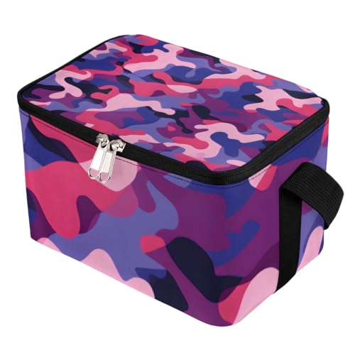 GzLeyigou Lunch Bags for Women Men 9 Cans,Abstract Camo Print Hot & Cold Food Delivery Bag Insulated Grocery Bag Insulated Lunch Box Colorful Camouflage Cooler Bag for Office Work Picnic Beach
